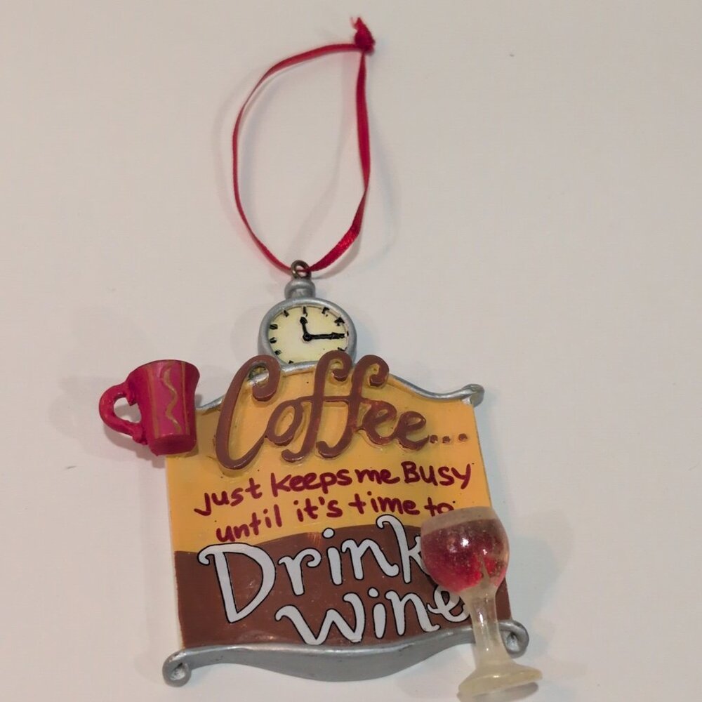 Kurt S. Adler Christmas Tree Ornament Decoration Coffee And Wine - Picture 1 of 3